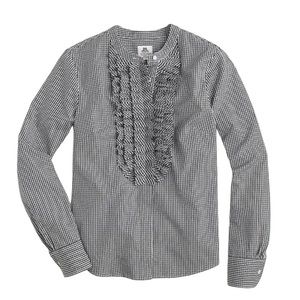 J Crew X Thomas Mason gingham ruffle shirt